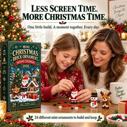 24-Day Mini Christmas Brick Ornament Advent Calendar – Holiday Countdown Set