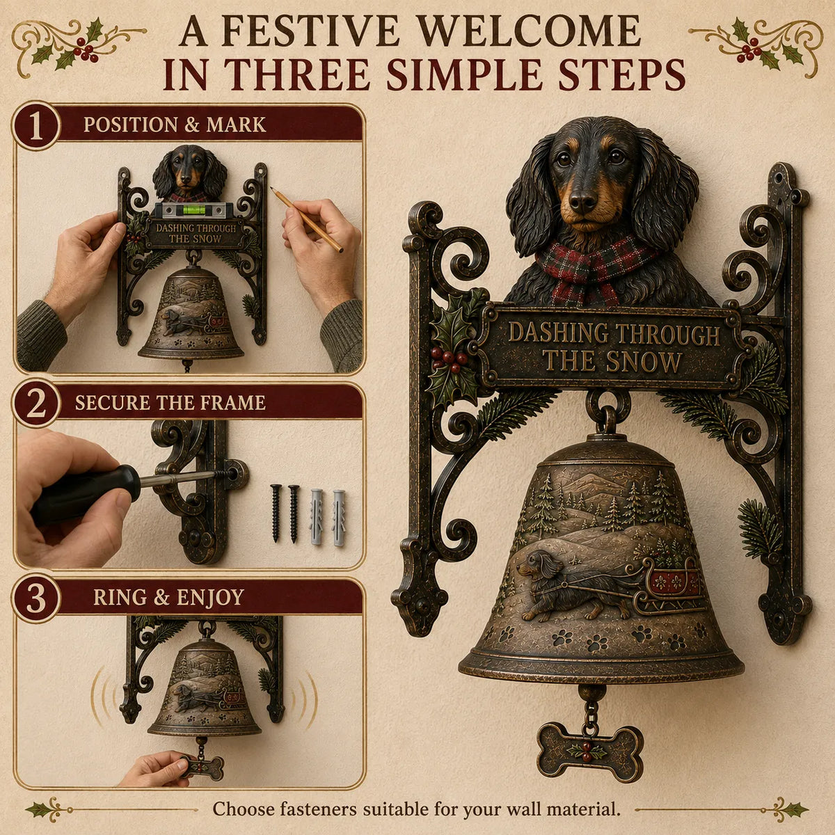 🐕 Dashing Through the Snow – Dachshund Christmas Sleigh Bell 🎄