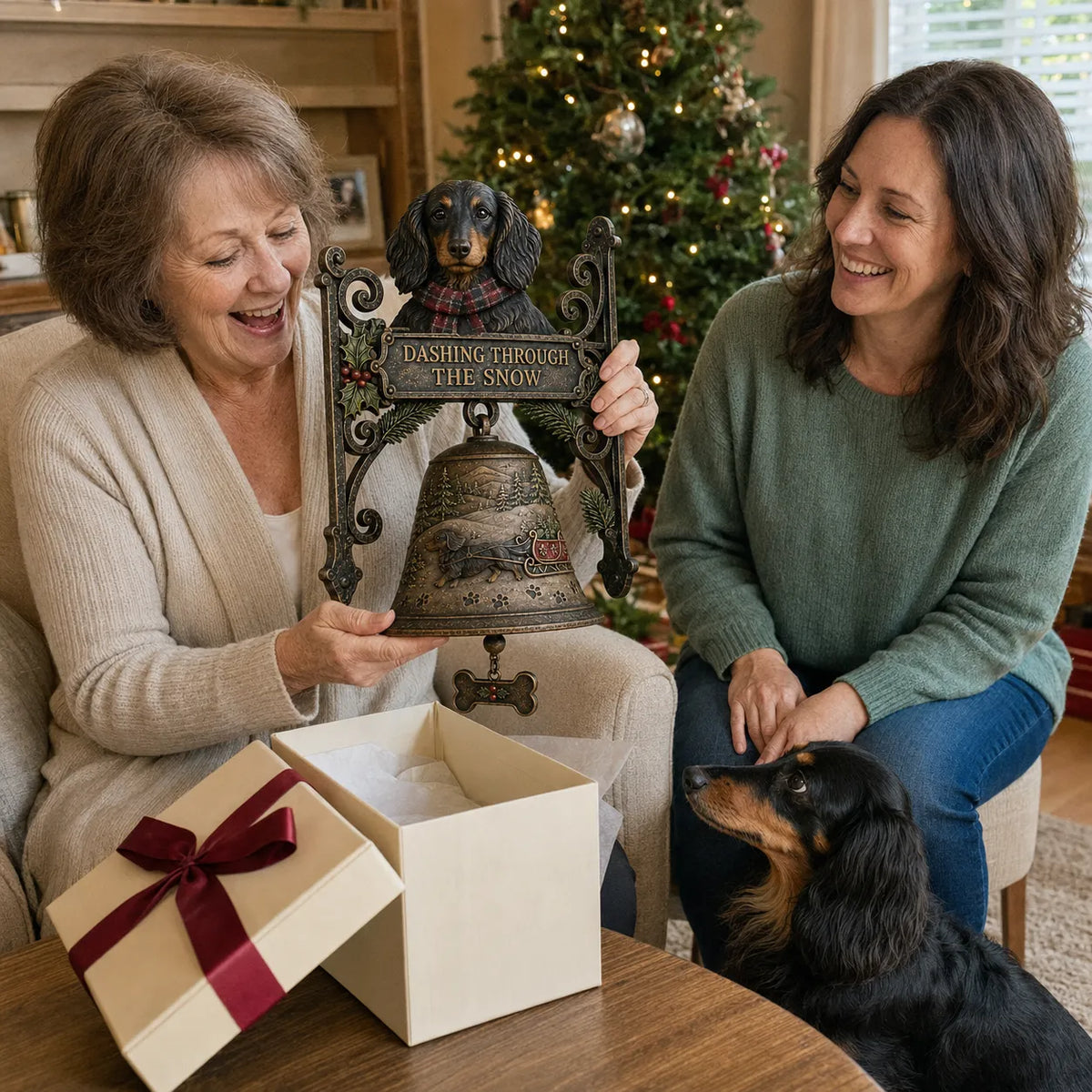 🐕 Dashing Through the Snow – Dachshund Christmas Sleigh Bell 🎄