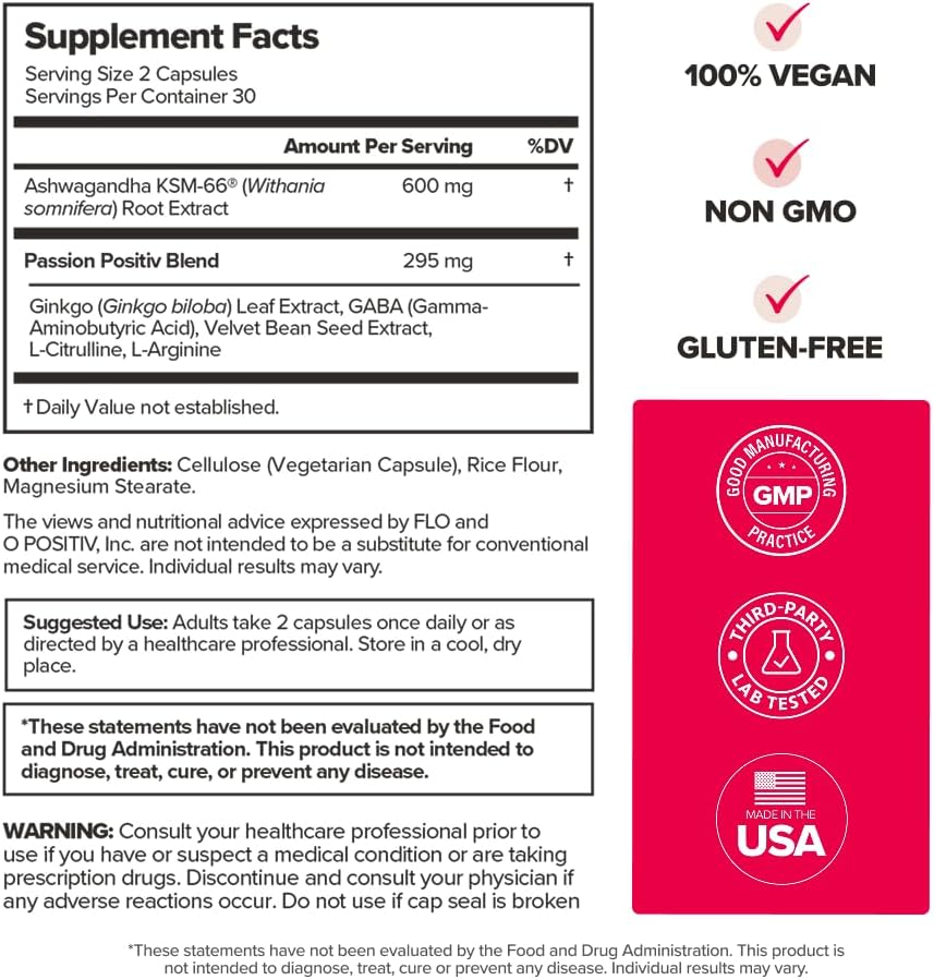 O Positiv URO Vaginal Moisture & Mood Formulated to Support Vaginal Moisture, Mood & Relaxation  -30 Servings