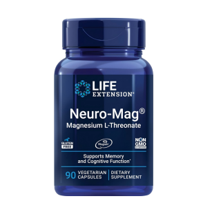 Life Extension Neuro-Mag Magnesium L-Threonate, Memory Health, Quick Thinking, Cognitive Health Support, Vegetarian, Non-GMO, 90 Vegetarian Capsules (144 mg from 2000 mg Magtein magnesium L-threonate