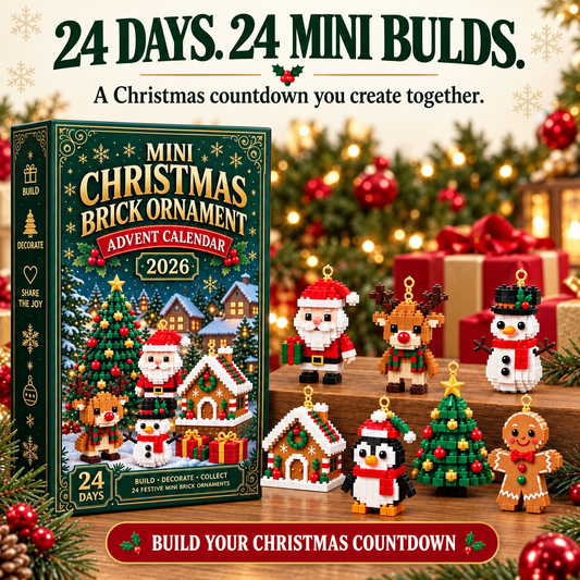 24-Day Mini Christmas Brick Ornament Advent Calendar – Holiday Countdown Set